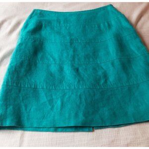 Banana Republic Women's Lined Short Mini Skirt, Turquoise/Teal, Linen, Size 2